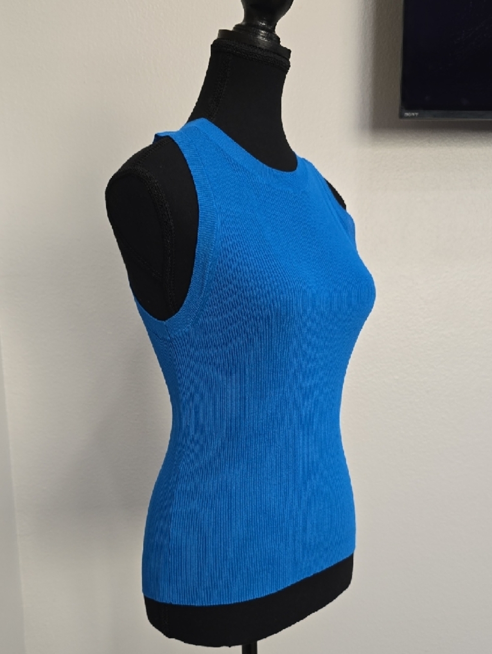 MNG Mango Electric Blue Ribbed Sleeveless Tank Top Size M - Picture 7 of 8